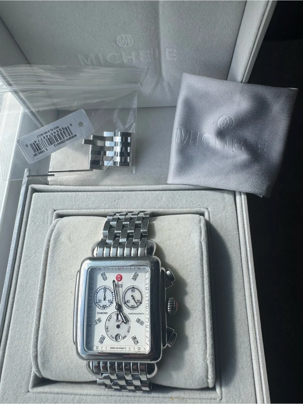 Michele Deco Diamond Women’s Chronograph Watch with Mother of Pearl Dial
